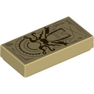 Tile 1 × 2 with Reddish Brown Scarlet Witch Figure print Tan