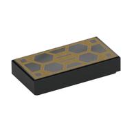 Tile 1 × 2 with Gold Circuitry / Solar Panel Print in Schwarz