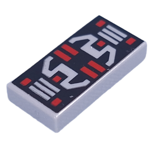 Tile 1 × 2 with Black Panel, Light Bluish Grey/Red Controls print Light Bluish Gray