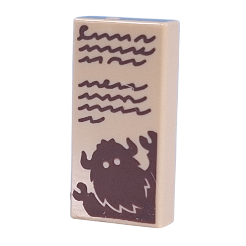 Tile 1 × 2 with Dark Brown Scribbles, Bogeyman print Tan