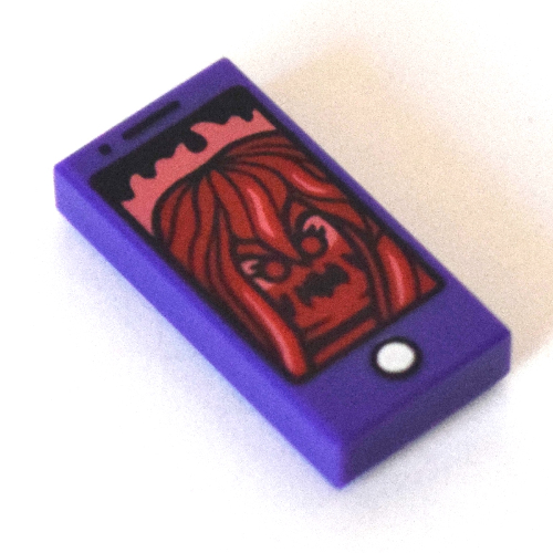 Tile 1 × 2 with Smart Phone and Dark Red Ghost Print Dunkellila