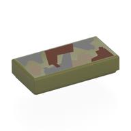 Tile 1 × 2 with Sand Blue/Dark Tan/Reddish Brown Camouflage print Olive Green