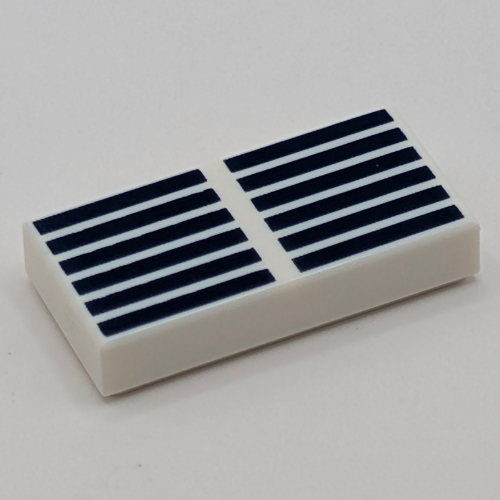 Tile 1 × 2 with Dark Blue Lines / Solar Panels print White