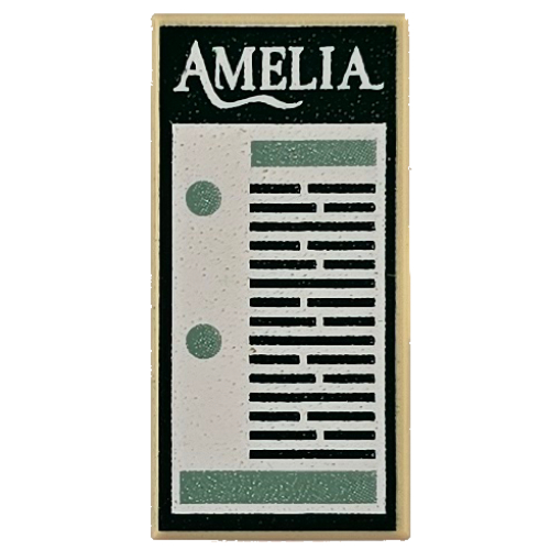 Tile 1 × 2 with White 'Amelia', Green Ticket print Beige