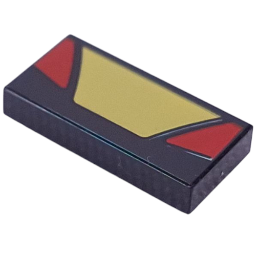 Tile 1 × 2 with Yellow Trapezoid, Red Triangles print Black