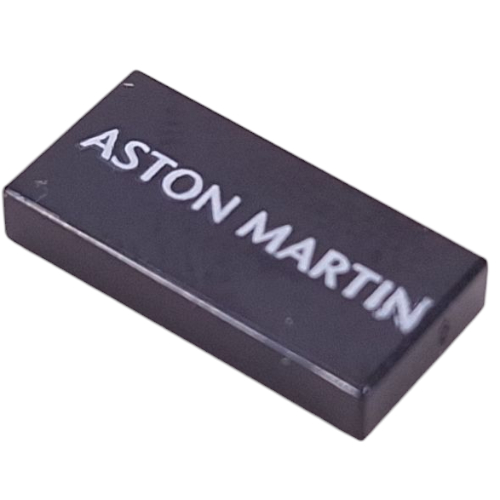 Tile 1 × 2 with White 'ASTON MARTIN' print Schwarz