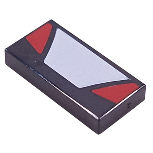 Tile 1 × 2 with White Trapezoid, Red Triangles print Black