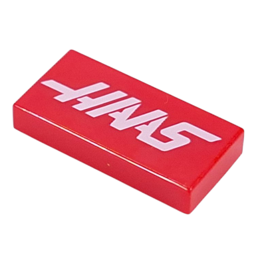 Tile 1 × 2 with White 'HAAS' print Rot