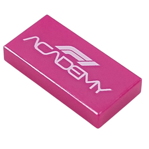 Tile 1 × 2 with White 'ACADEMY' print Magenta