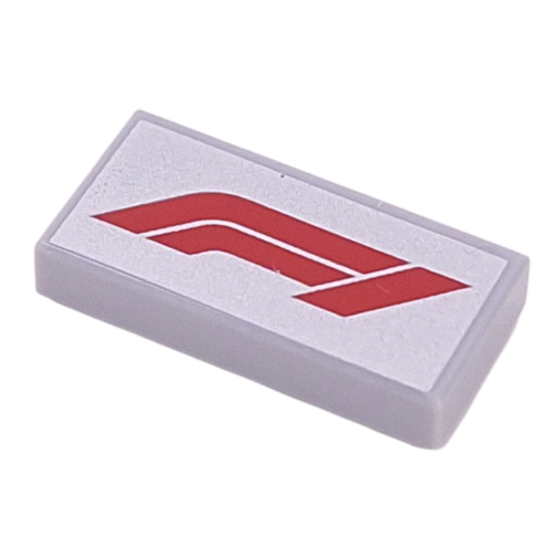 Tile 1 × 2 with Red 'F1' on Silver Background print Hellblaugrau
