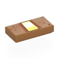 Tile 1 × 2 with Blocky White/Bright Light Orange Eye, Nougat Dots print Mittelnougat