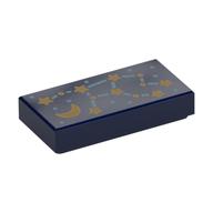 Tile 1 × 2 with Yellow Stars, Constellation print Dark Blue