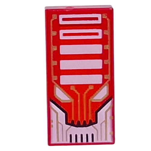 Tile 1 × 2 with Gold Circuitry, White Bars, Eyes print Transparent-Rot