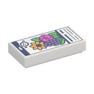 Tile 1 × 2 with Flower Bouquet, Text print Weiß