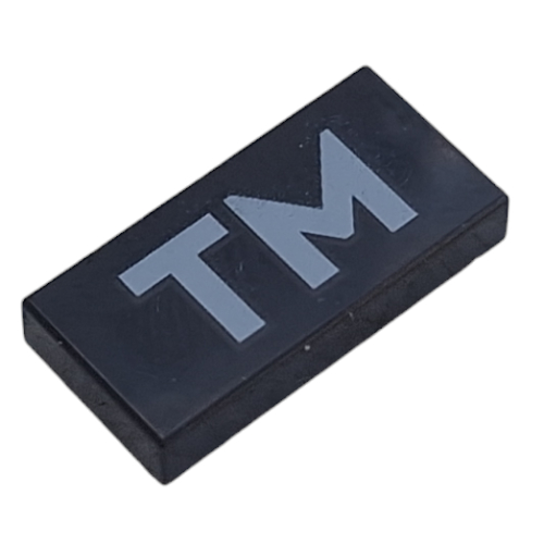 Tile 1 × 2 with Silver 'TM' print Black