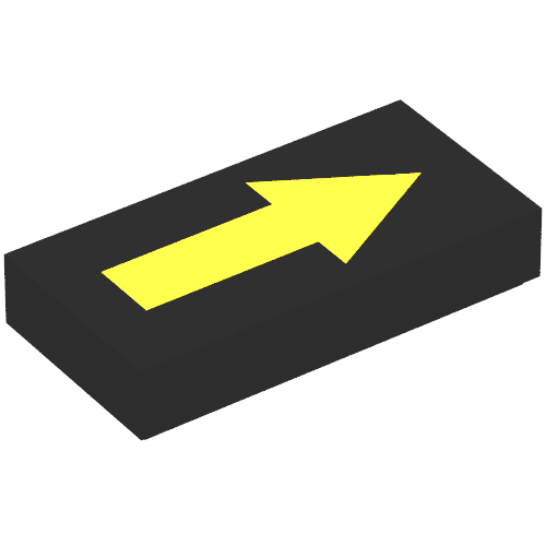 Tile 1 × 2 with Arrow Long Yellow with Black Border Print Black