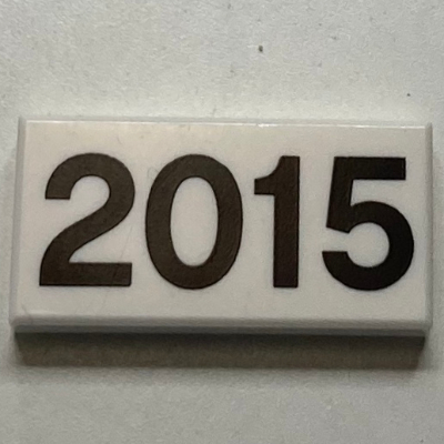 Tile 1 × 2 with Black '2015' Pattern White