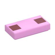 Tile 1 × 2 with Two Dark Pink Squares Bright Pink