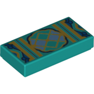 Tile 1 × 2 with Chinese Geometric Print Dunkeltürkis