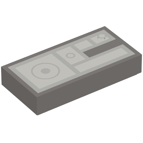 Tile 1 × 2 with Light Bluish Gray Rectangles Dark Bluish Gray