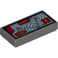 Tile 1 × 2 with Red Squares, Arrows print Dark Bluish Gray