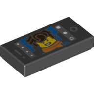 Tile 1 × 2 with Smart Phone Screen with Jay Walker Selfie Print Schwarz
