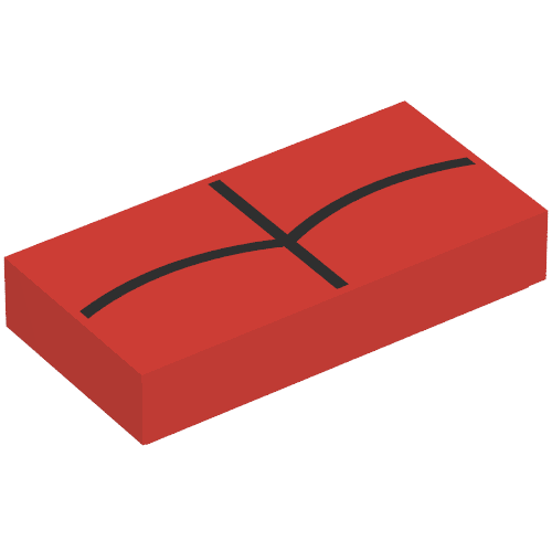 Tile 1 × 2 with Black Stripes Print (Spiderman) Rot