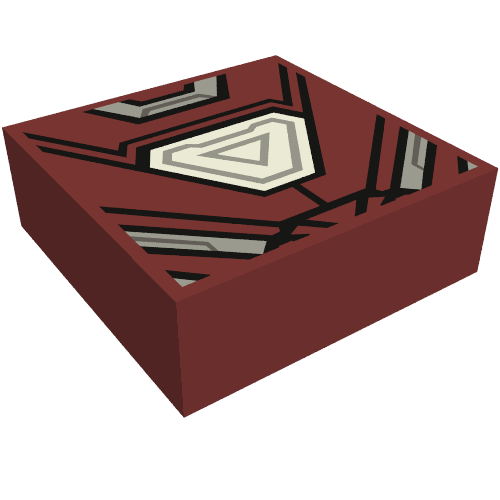 Tile 1 × 1 with Iron Man Armour, Hexagonal Arc Reactor print Dunkelrot
