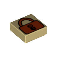Tile 1 × 1 with Padlock Print Tan