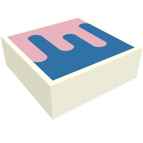 Tile 1 × 1 with Blue/Bright Pink Shapes/Splatter print White