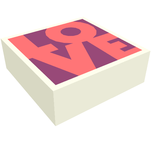 Tile 1 × 1 with Coral 'LOVE' on Magenta Background print White