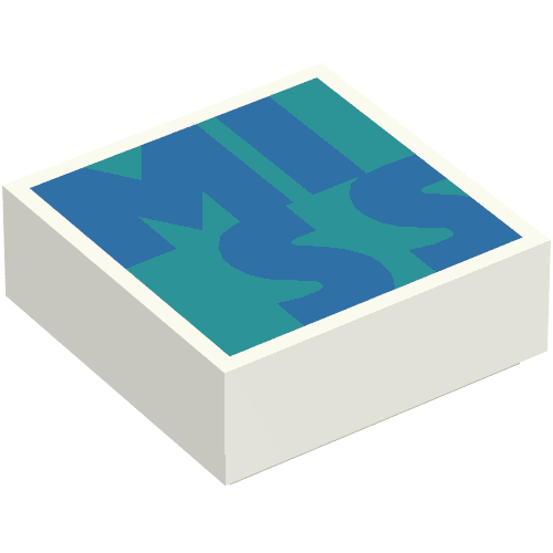 Tile 1 × 1 with blue 'MISS' on Dark Turquoise Background print White