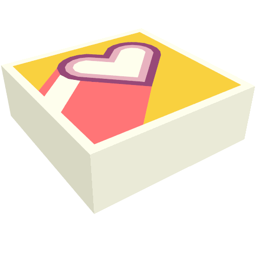 Tile 1 × 1 with Magenta/Bright Pink Heart, Coral Tail, Bright Light Orange Background print Weiß