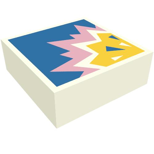 Tile 1 × 1 with Bright Pink/Bright Light Orange Explosion on Blue Background print White