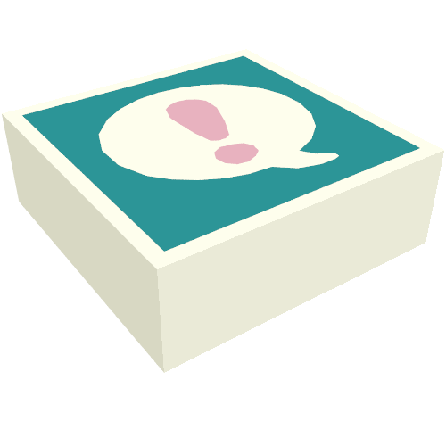 Tile 1 × 1 with Coral Exclamation Mark in White Bubble on Dark Turquoise Background print White