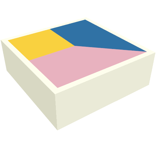 Tile 1 × 1 with Blue/Bright Pink/Bright Light Orange Cube print Weiß
