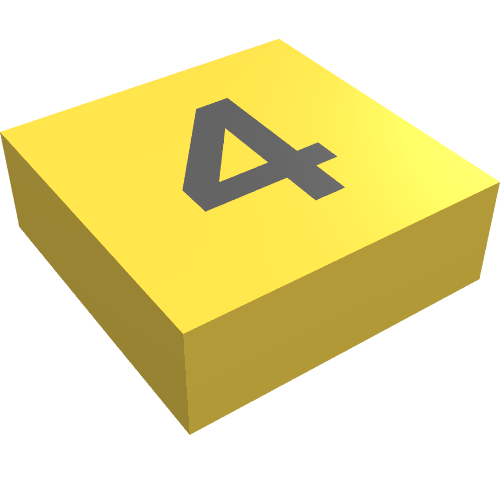 Tile 1 × 1 with Black '4' Print Yellow