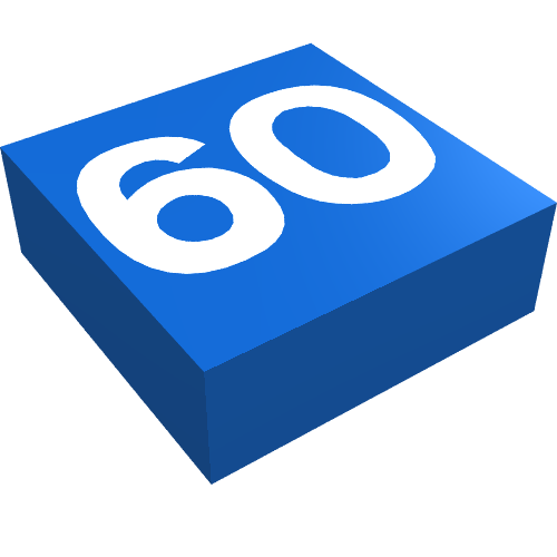 Tile 1 × 1 with White '60' Print Blue