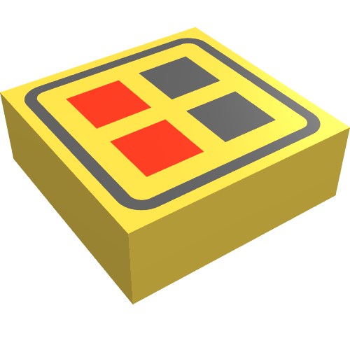Tile 1 × 1 with Red and Black Buttons Print Yellow