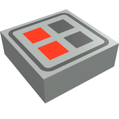 Tile 1 × 1 with Red and Black Buttons Print Hellgrau