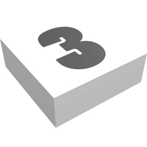 Tile 1 × 1 with Bold Black '3' Print White