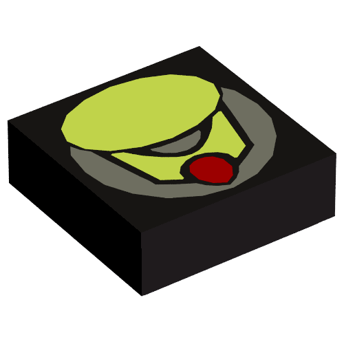 Tile 1 × 1 with Green Oval Print Black