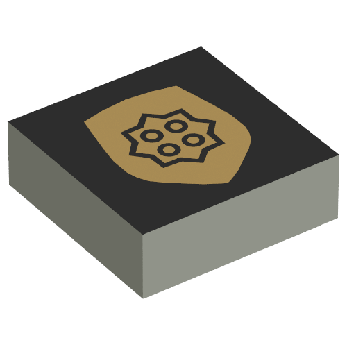 Tile 1 × 1 with Gold Badge Print Hellgrau
