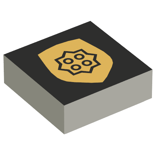 Tile 1 × 1 with Gold Badge Print Light Bluish Gray