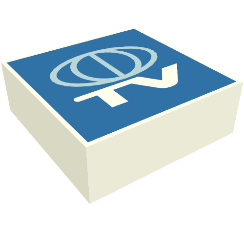 Tile 1 × 1 with TV Globe Logo Print White