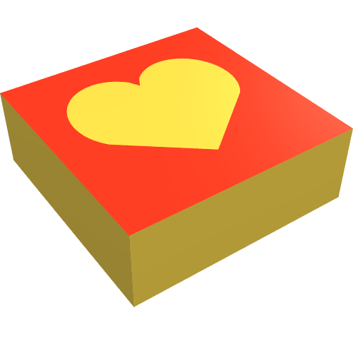 Tile 1 × 1 with Yellow Heart Print Gelb