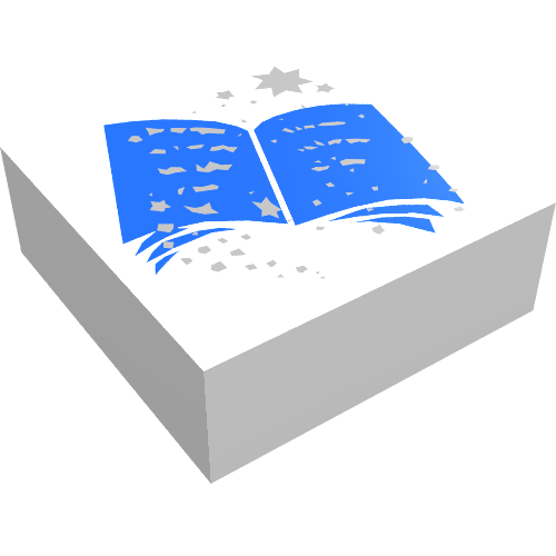 Tile 1 × 1 with Blue Book Print Weiß