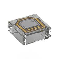 Tile 1 × 1 with Silver and Gold Circuitry (Echolocation Interface) print Trans-Clear