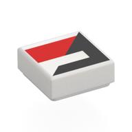 Tile 1 × 1 with Red/Black Shapes print White