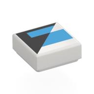 Tile 1 × 1 with Dark Azure/Black Shapes print White